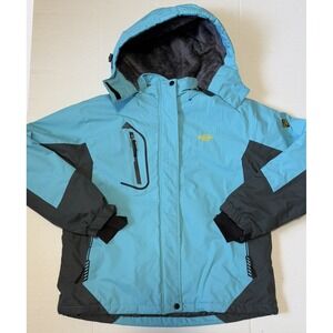 WANTDO - Women's Blue Hooded‎ Full Zip Snow Skirt Ski Jacket Coat - Size X-Large